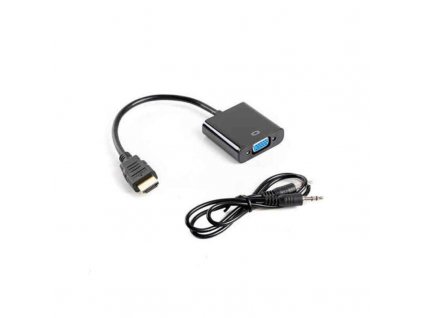 HDMI–VGA Adapter Lanberg AD-0017-BK Fekete 20 cm