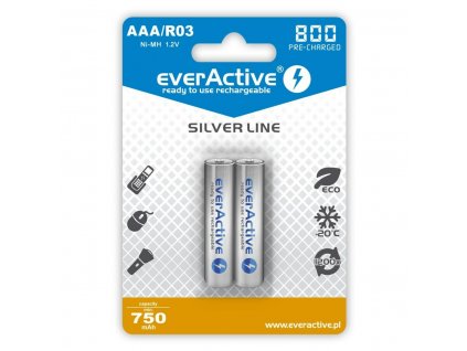 Újratölthető akkumulátorok EverActive EVHRL03-800 AAA R03 1,2 V 3.7 V (2 egység)