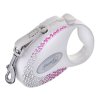 Póráz Flexi Glam Composition with Swarovski crystals 3 m Fehér S