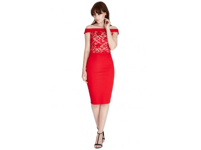 Společenské šaty Gwyn červené s krajkou