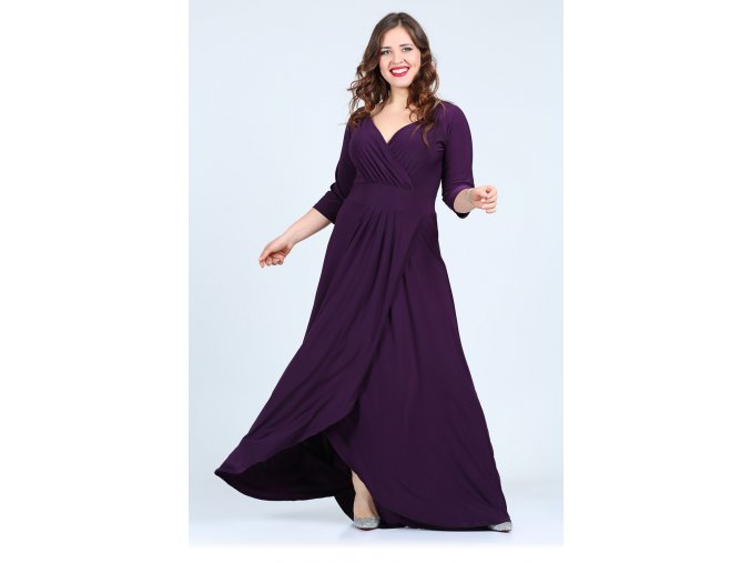 Společenské šaty pro plnoštíhlé Federica fialové dlouhé