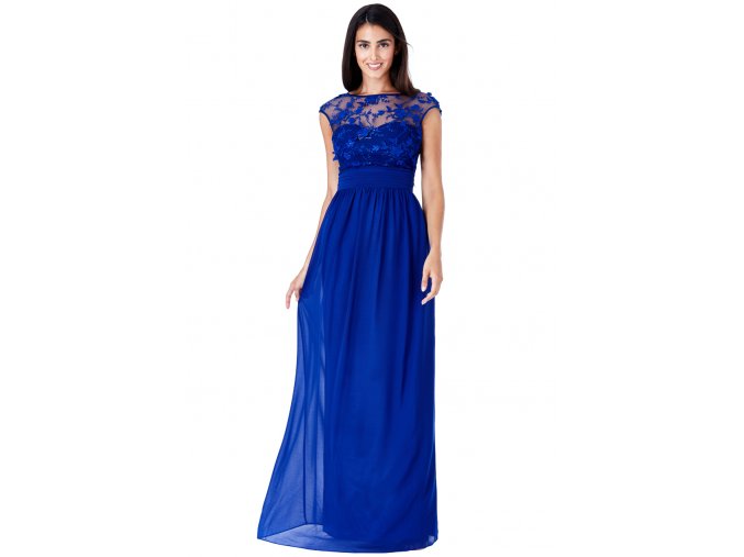 Luxusní společenské šaty Floretta modré