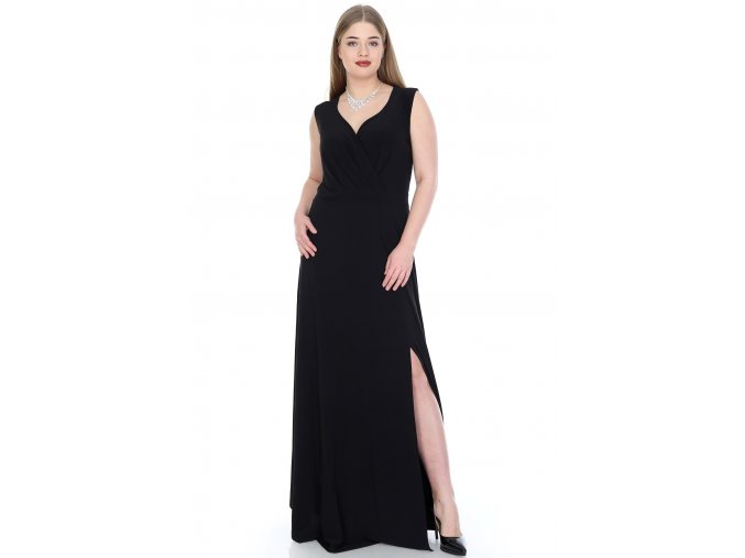 Společenské šaty pro plnoštíhlé Alessandra černé dlouhé