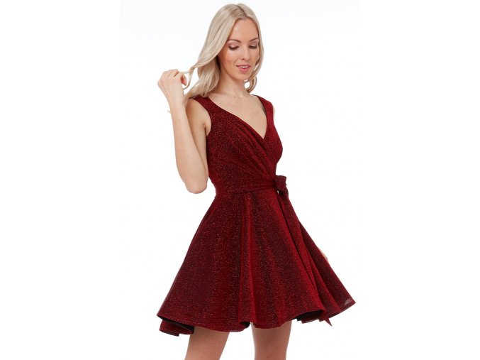 Luxusní společenské šaty Roxanna II vínově červené