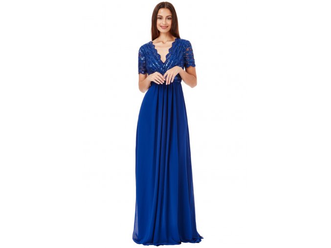 Společenské šaty Tiffanie modré dlouhé