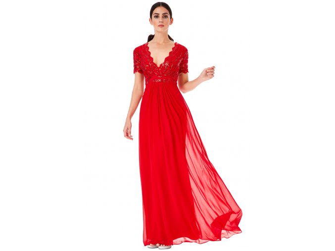 Společenské šaty Tiffanie červené dlouhé