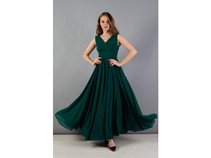 Luxusní společenské šaty Violetta smaragdově zelené