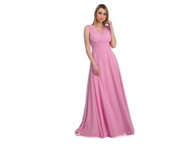 Luxusní společenské šaty Violetta světle růžové dlouhé
