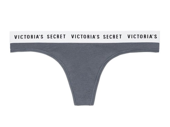 Kalhotky Victoria's Secret Logo Thong tmavě šedé