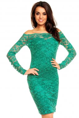 Plesové šaty Evelyn smaragdově zelené s krajkou