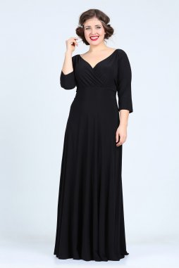 Společenské šaty pro plnoštíhlé Feliciana černé dlouhé