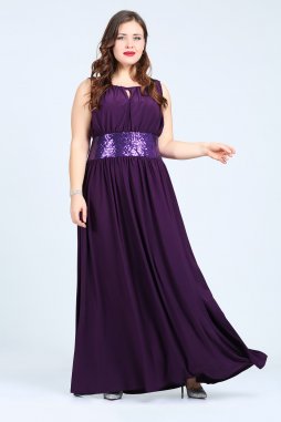 Společenské šaty pro plnoštíhlé Olympia fialové dlouhé
