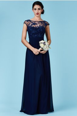 Luxusní společenské šaty Floretta tmavě modré dlouhé