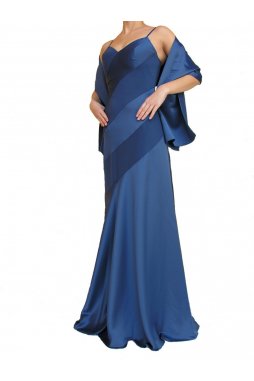 Dynasty luxusní společenské dlouhé šaty Paulette modré s šálou