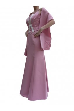 Dynasty luxusní společenské dlouhé šaty Henrietta starorůžové s šálou
