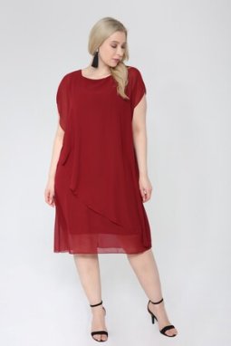 Společenské šaty pro plnoštíhlé Viviana vínově červené 2