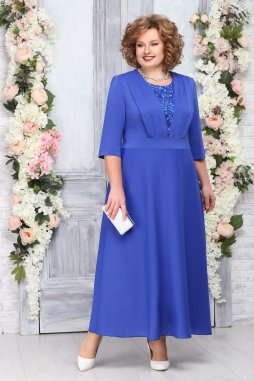 Luxusní společenské šaty pro plnoštíhlé Liliana modré dlouhé