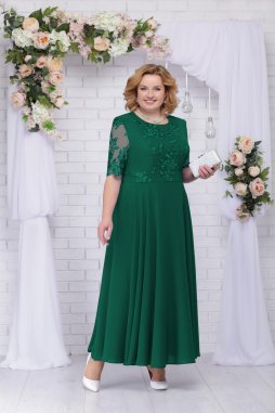 Luxusní společenské šaty pro plnoštíhlé Eugenia II smaragdově zelené dlouhé