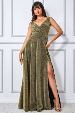 Luxusní dlouhé společenské šaty Roxanna zlaté