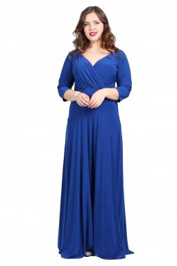 Společenské šaty pro plnoštíhlé Feliciana modré dlouhé