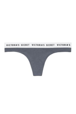 Kalhotky Victoria's Secret Logo Thong tmavě šedé