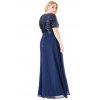 Luxusní plesové šaty pro plnoštíhlé Contessa tmavě modré dlouhé zezadu