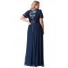 Luxusní plesové šaty pro plnoštíhlé Contessa tmavě modré dlouhé zezadu 2