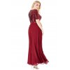 Luxusní plesové šaty pro plnoštíhlé Contessa vínově červené dlouhé zezadu