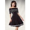 Rockabilly retro šaty Rosemary černé s bílými puntíky
