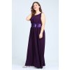 Společenské šaty pro plnoštíhlé Olympia fialové dlouhé zboku