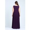 Společenské šaty pro plnoštíhlé Olympia fialové dlouhé zezadu