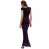 Dlouhé luxusní plesové sametové šaty Doretta tmavě fialové zezadu