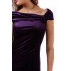 Dlouhé luxusní plesové sametové šaty Doretta tmavě fialové detail