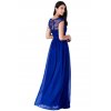 Luxusní společenské šaty Floretta modré zezadu