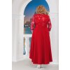 Luxusní společenské šaty pro plnoštíhlé Donatella červené dlouhé zezadu