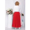Luxusní společenské šaty pro plnoštíhlé Eugenia červené dlouhé s bílým kabátkem zezadu