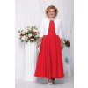 Luxusní společenské šaty pro plnoštíhlé Eugenia červené dlouhé s bílým kabátkem