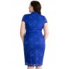 Společenské krajkové šaty pro plnoštíhlé Priscilla modré s krátkým rukávem zezadu