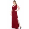 Společenské šaty pro plnoštíhlé Alessandra vínově červené dlouhé zboku
