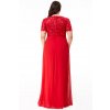 Společenské šaty pro plnoštíhlé Tiffanie červené dlouhé zezadu