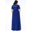 Společenské šaty pro plnoštíhlé Tiffanie modré dlouhé zezadu