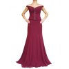 Dynasty luxusní společenské dlouhé šaty Marianne vínově červené
