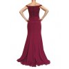 Dynasty luxusní společenské dlouhé šaty Marianne vínově červené zezadu