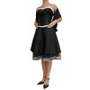 Dynasty luxusní společenské šaty Harriett černé s bílým lemováním s šálou