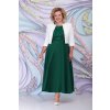 Luxusní společenské šaty pro plnoštíhlé Eugenia III smaragdově zelené dlouhé s bílým kabátkem
