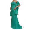 Dynasty luxusní společenské šaty Anastasia smaragdově zelené s šálou