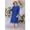 Luxusní společenské šaty pro plnoštíhlé Aubriella modré s dlouhým kabátkem