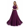 Luxusní společenské šaty Violetta purpurově fialové zboku