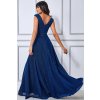 Luxusní dlouhé společenské šaty Roxanna královsky modré zezadu