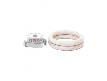 OLYMPIC GYM RINGS | BIRCH WOOD - WHITE STRAP